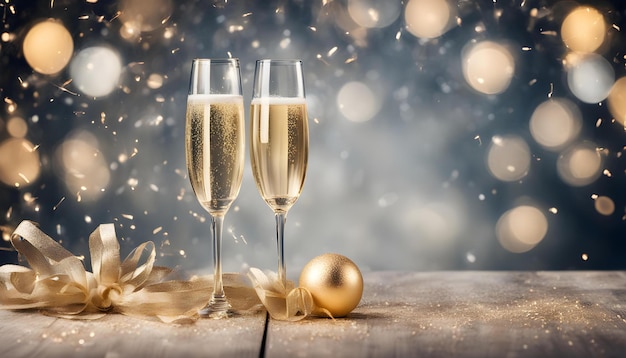 New years eve celebration background with champagne