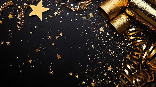 Photo new years eve corner border banner with gold stars