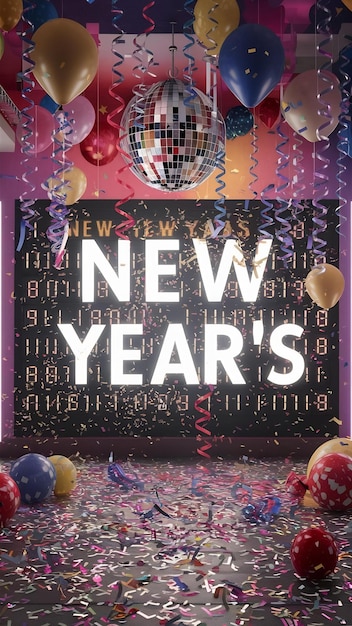 New years eve party decorations and confetti created with