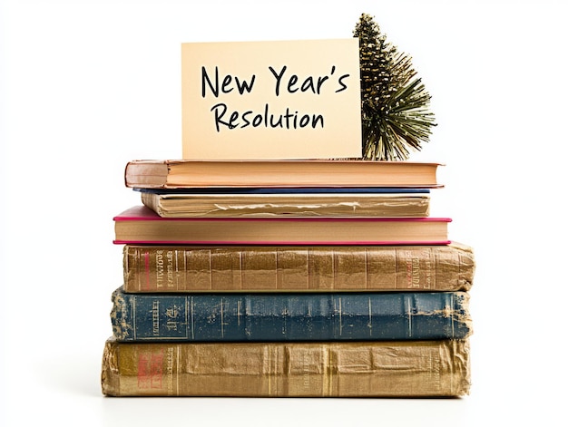 Photo new years resolution on books