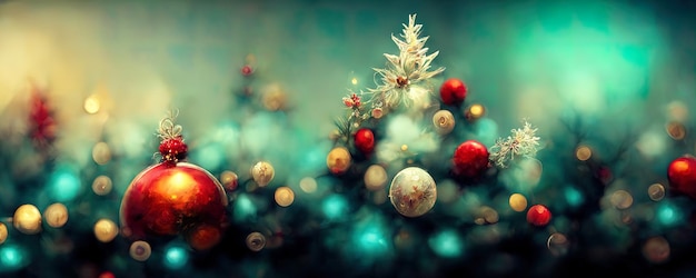 New years warm background with copy space in warm colors with christmas decorations and christmas