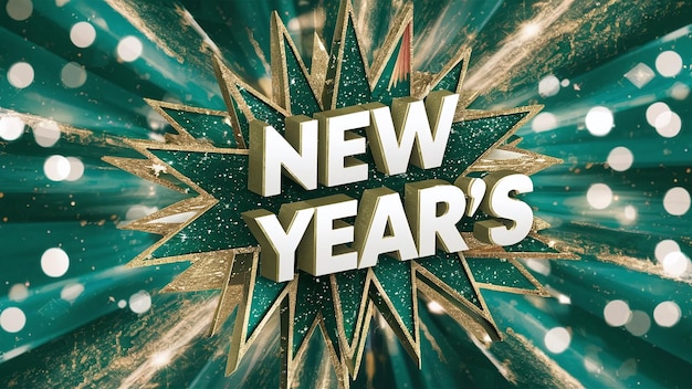 Photo new years web banner featuring a stunning abstract glitter background in teal green and gold