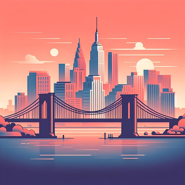 New York City flat vector gradient skyline