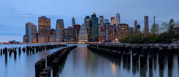 New york city manhattan buildings skyline evening