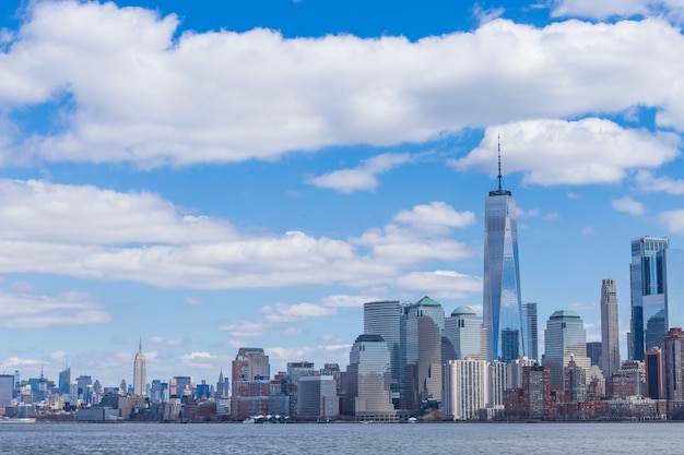 New York City Skyline Manhattan downtown with One World Trade Center and skyscrapers USA