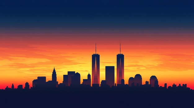 Photo new york city skyline at sunset