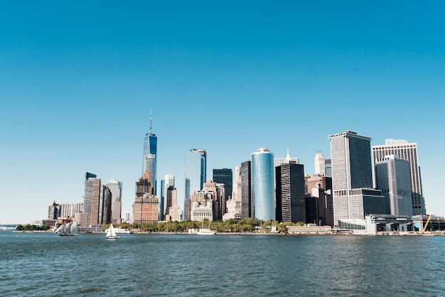 New York City skyline with urban skyscrapers