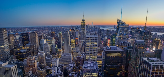 New York Skyline with Empire State Building During Sunset