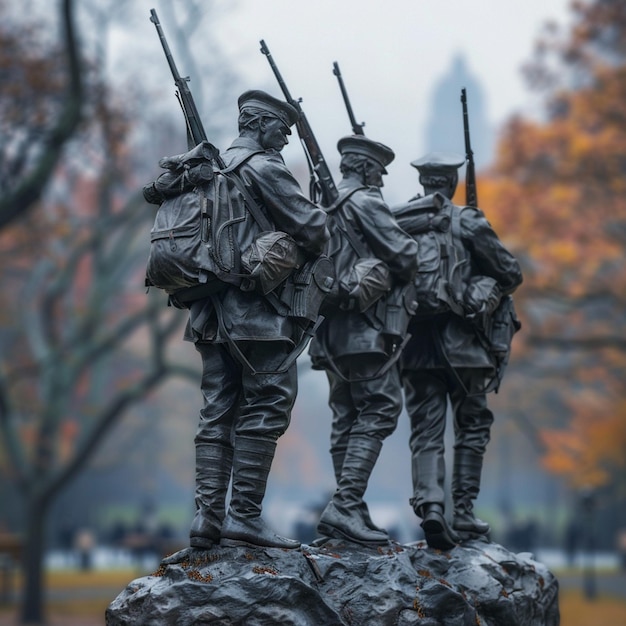 Photo new york statue of soldiers of i world war central park