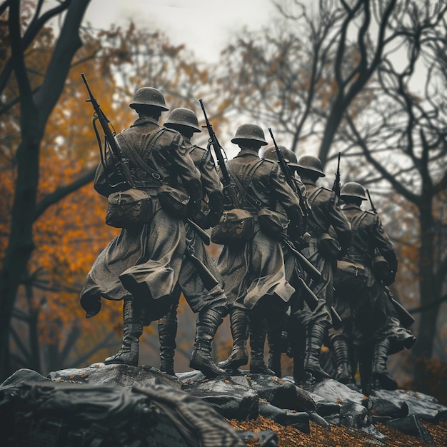 Photo new york statue of soldiers of i world war central park