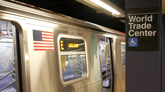 Photo new york subway station underground metropolitan platform sign metro railway passenger transport