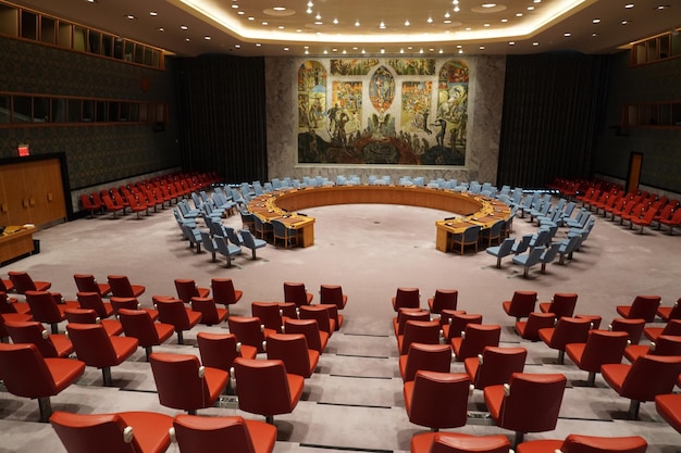 NEW YORK, USA - MAY 25 2018 United Nations security council hall