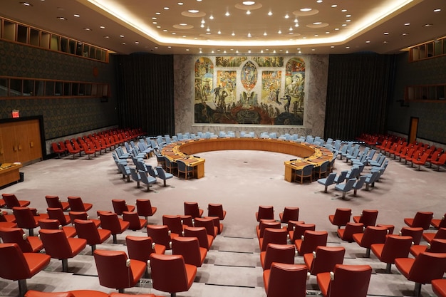 NEW YORK, USA - MAY 25 2018 United Nations security council hall