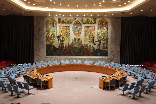 NEW YORK, USA - MAY 25 2018 United Nations security council hall