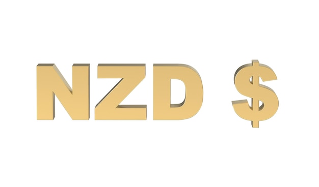 New Zealand Dollar Currency symbol of New Zealand in golden 3d