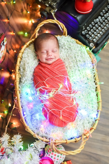 Newborn baby boy christmas - Vintage - Sleeping