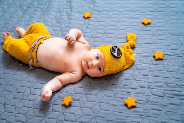 Newborn baby boy in a gnome costume Baby newborn portrait First photo shoot