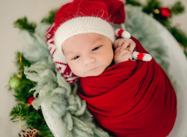 Newborn baby boy studio portrait