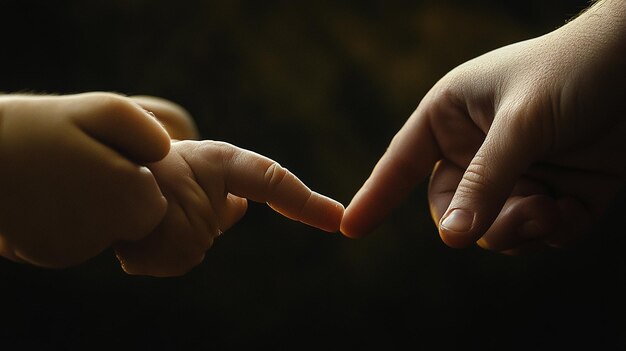 Photo newborn baby grasping parents finger tenderly