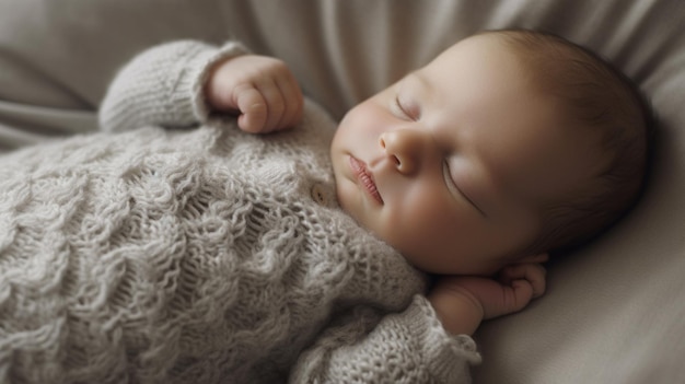 Newborn baby sleeping close up