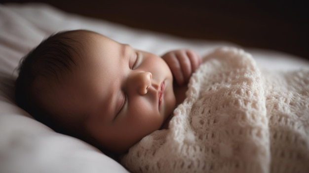 Newborn baby sleeping close up