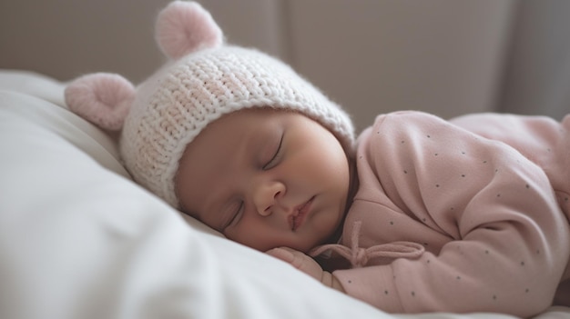 Newborn baby sleeping close up