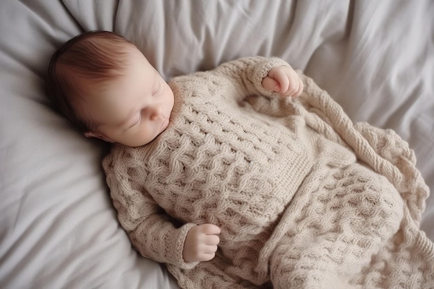 Newborn baby sleeping Love cradle Generate AI