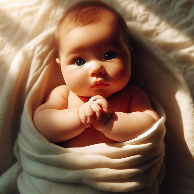 newborn little baby on a bed