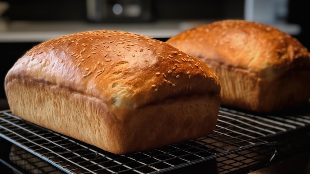 Newly baked wheat bread AI generative