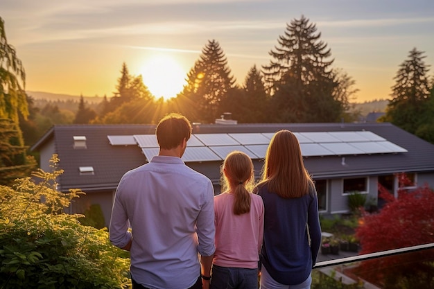 Photo a newly constructed ecofriendly home harnessing clean energy with solar panels power innovations