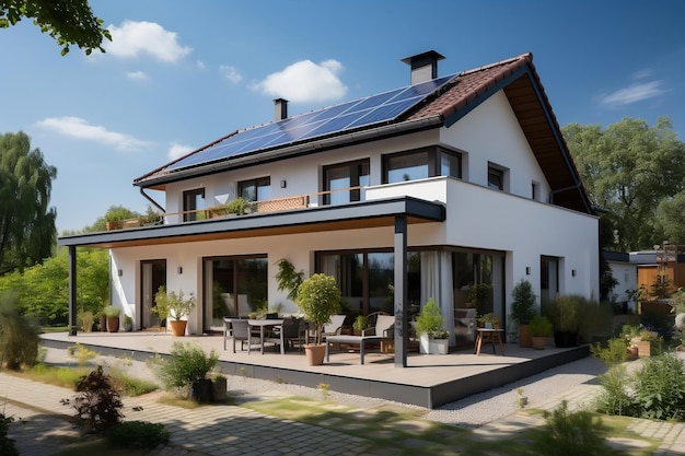 Newly Constructed Homes Solar Panels on the Roof Generative AI