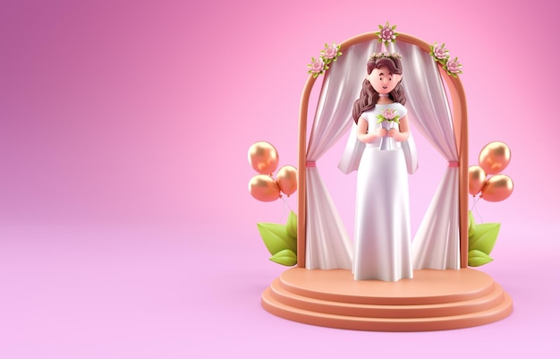 Newly Married Woman 3D Illustration