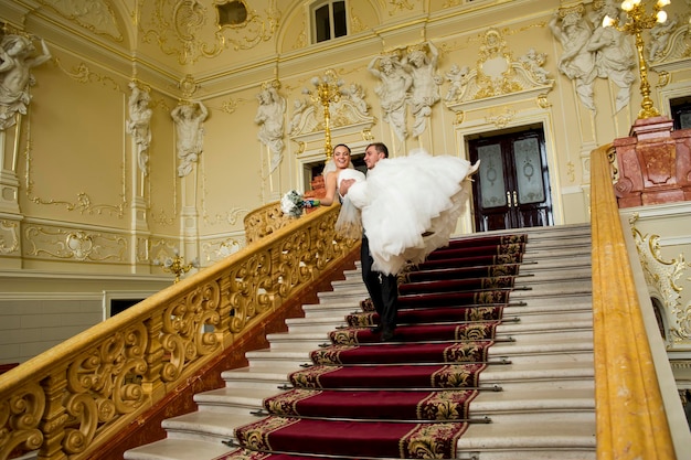 Newlyweds in a palace.