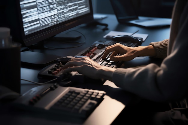 News editor editing an article on a computer