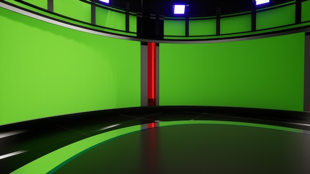 News Studio, Backdrop For TV Shows .TV On Wall.3D Virtual News Studio Background, 3d illustration