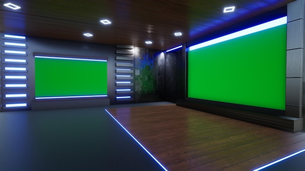 News Studio Backdrop For TV Shows TV On Wall3D Virtual News Studio Background 3d illustration