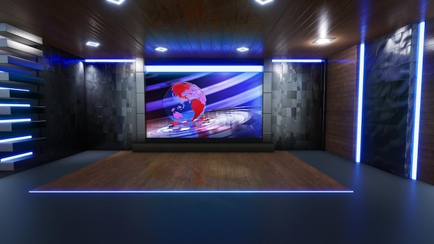 News Studio Backdrop For TV Shows TV On Wall3D Virtual News Studio Background 3d illustration