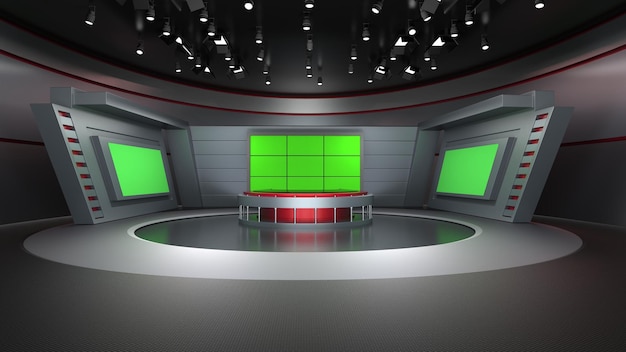 News Studio Backdrop For TV Shows TV On Wall3D Virtual News Studio Background 3d illustration