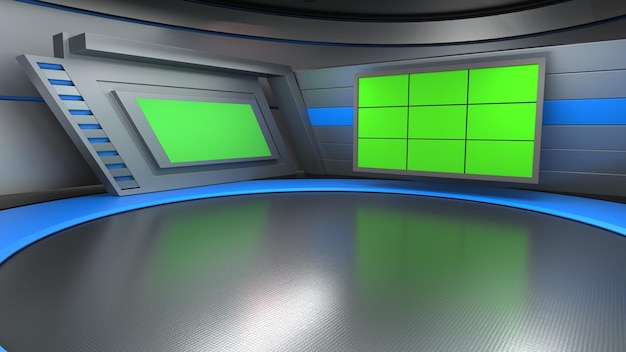 News Studio Backdrop For TV Shows TV On Wall3D Virtual News Studio Background 3d illustration