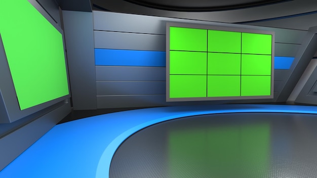 News Studio Backdrop For TV Shows TV On Wall3D Virtual News Studio Background 3d illustration