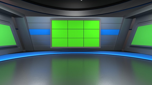 News Studio Backdrop For TV Shows TV On Wall3D Virtual News Studio Background 3d illustration