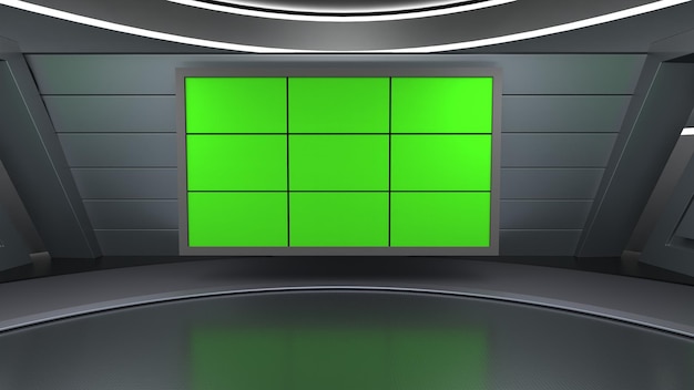 News Studio Backdrop For TV Shows TV On Wall3D Virtual News Studio Background 3d illustration