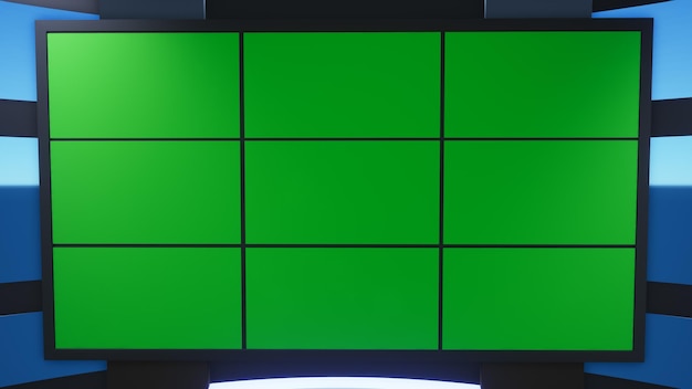 News Studio Backdrop For TV Shows TV On Wall3D Virtual News Studio Background 3d illustration