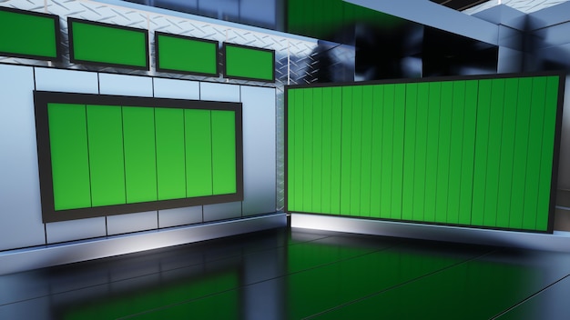 News Studio Backdrop For TV Shows TV On Wall3D Virtual News Studio Background 3d illustration