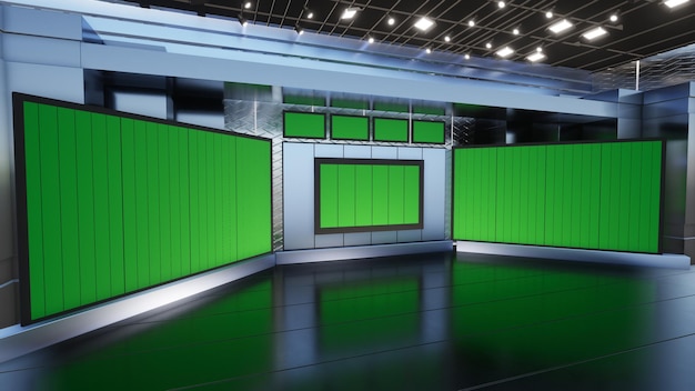 News Studio Backdrop For TV Shows TV On Wall3D Virtual News Studio Background 3d illustration