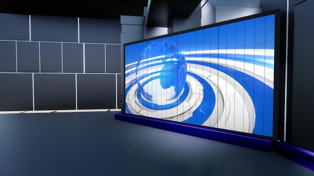 News Studio Backdrop For TV Shows TV On Wall3D Virtual News Studio Background 3d illustration