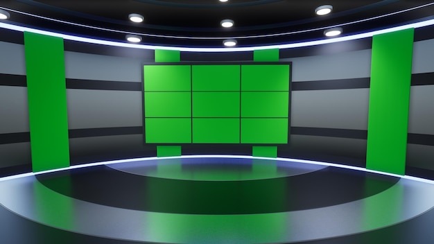 News Studio Backdrop For TV Shows TV On Wall3D Virtual News Studio Background 3d illustration