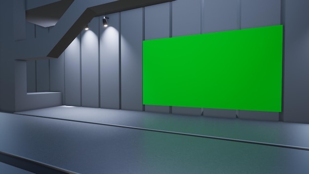 News Studio Backdrop For TV Shows TV On Wall3D Virtual News Studio Background 3d illustration