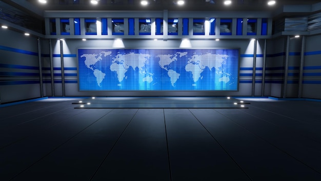 News Studio Backdrop For TV Shows TV On Wall3D Virtual News Studio Background 3d illustration