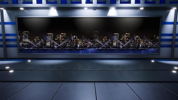 News Studio Backdrop For TV Shows TV On Wall3D Virtual News Studio Background 3d illustration